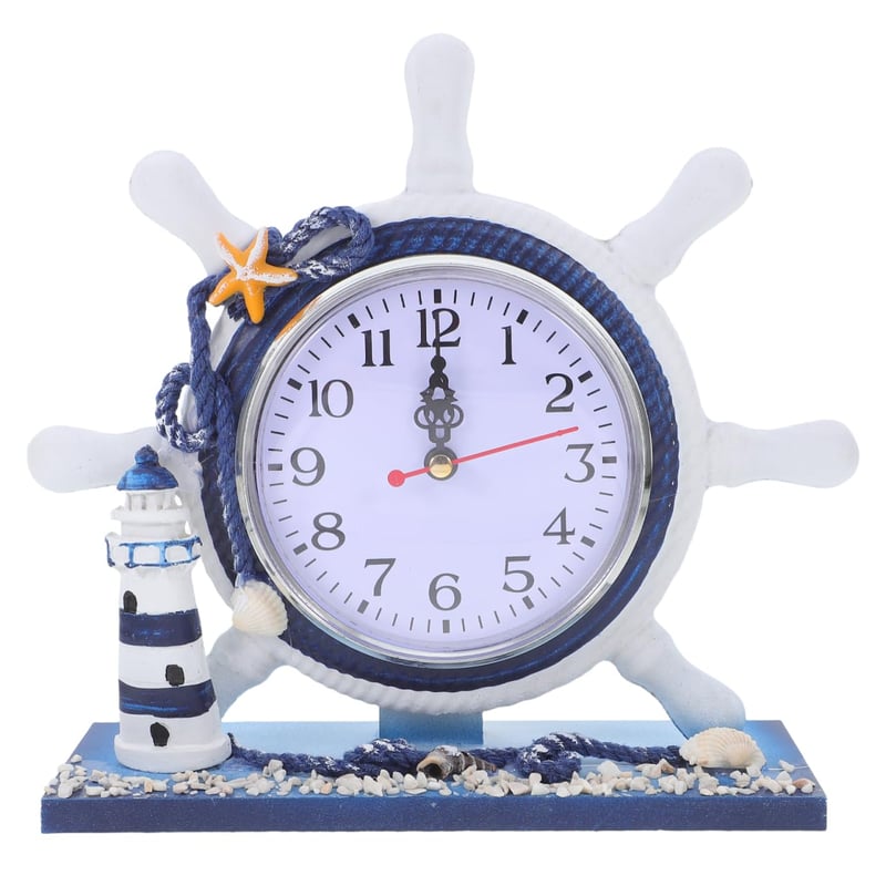 Ceas de masă decorativ Garneck în formă de far, din rășină, stil retro, ceas pentru noptieră, mecanism silențios, ornament pentru living sau birou, stil maritim