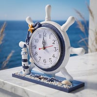 Ceas de masă decorativ Garneck în formă de far, din rășină, stil retro, ceas pentru noptieră, mecanism silențios, ornament pentru living sau birou, stil maritim 2