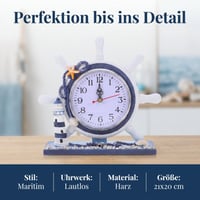 Ceas de masă decorativ Garneck în formă de far, din rășină, stil retro, ceas pentru noptieră, mecanism silențios, ornament pentru living sau birou, stil maritim 9