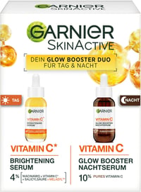 Garnier SkinActive Vitamin C Glow Booster Szérum Duó Nappalra és Éjszakára Sötét Foltok Ellen Vegán Formula 2 x 30 ml 1
