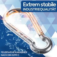 GARSIDURO Karabína z nehrdzavejúcej ocele 2 ks - 8x80 mm norma DIN 5299, požiarna karabína s poistkou, na kľúčenku a vôdzku pre psa 4