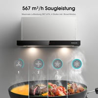 GASLAND BR60SS 60cm Páraelszívó A++ Üvegfront Szenzoros Érintésvezérlés 566m³/h 2