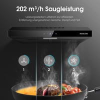 GASLAND Chef SR60BS 60 cm Páraelszívó Fekete Acél, 202 m³/h, 3 Fokozat, Szűrővel 3