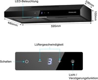 GASLAND Chef SR60BS 60 cm Páraelszívó Fekete Acél, 202 m³/h, 3 Fokozat, Szűrővel 6