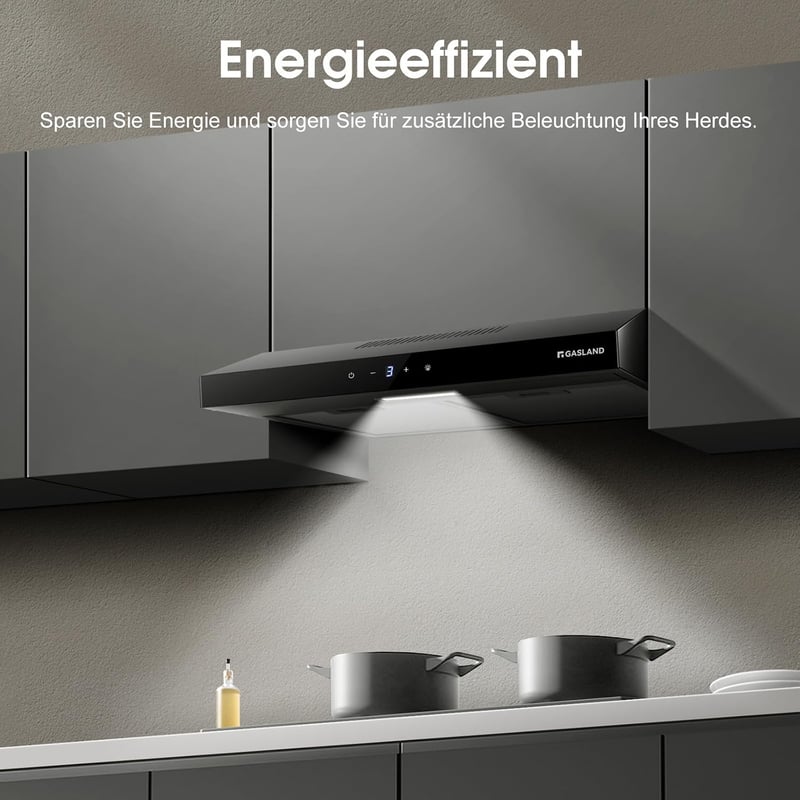 GASLAND Chef SR60BS 60 cm Páraelszívó Fekete Acél, 202 m³/h, 3 Fokozat, Szűrővel