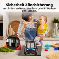 GASLAND GH12BF 30 cm-es beépíthető gázfőzőlap wok égővel, 3400 W, LPG/földgáz 3