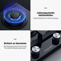 GASLAND GH2302BG1FC 2 égős beépíthető fekete üveg gázfőző wok égővel 30 cm 5200 W LPG természetes gázhoz 5