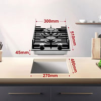 GASLAND GH2302BG1FC 2 égős beépíthető fekete üveg gázfőző wok égővel 30 cm 5200 W LPG természetes gázhoz 6