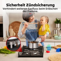 GASLAND GH2302BG1FC 2 égős beépíthető fekete üveg gázfőző wok égővel 30 cm 5200 W LPG természetes gázhoz 3