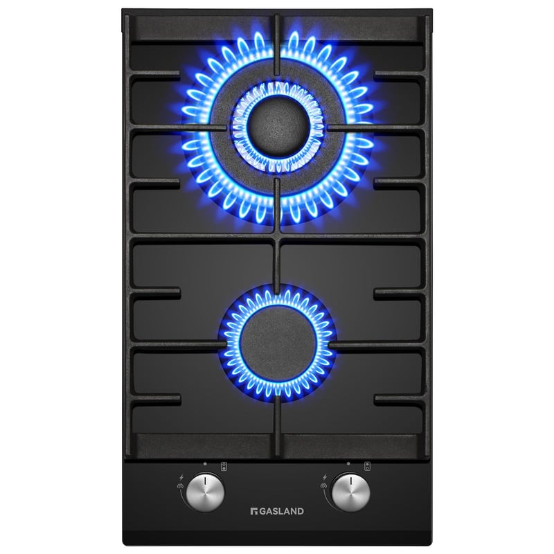 GASLAND GH2302BG1FC ugradbena plinska ploča s 2 plamenika i wok plamenikom, 30 cm - crna