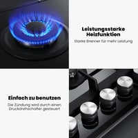 GASLAND GH2905BG1FC Beépíthető Gázfőzőlap 5 Égővel, Wok Égővel, 87 cm Fekete Üveg, 10400W, LPG/Földgáz Kompatibilis, Öngyújtós 6