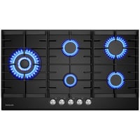 GASLAND GH2905BG1FC Ugradbena plinska ploča za kuhanje s 5 plamenika, Wok plamenikom, 87 cm Crno staklo, 10400W, kompatibilna s UNP/prirodnim plinom, s upaljačem 1