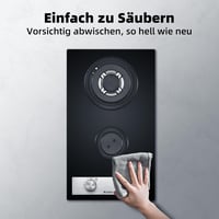 GASLAND GH30BF Beépíthető Gáz Főzőlap 2 Égővel - 30 cm Fekete Üveg Felület, Wok Égővel, 5200W, LPG/Földgáz Kompatibilis, Lángvédelemmel 7