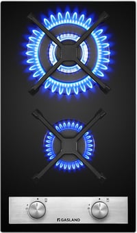 GASLAND GH30BF Beépíthető Gáz Főzőlap 2 Égővel - 30 cm Fekete Üveg Felület, Wok Égővel, 5200W, LPG/Földgáz Kompatibilis, Lángvédelemmel 1