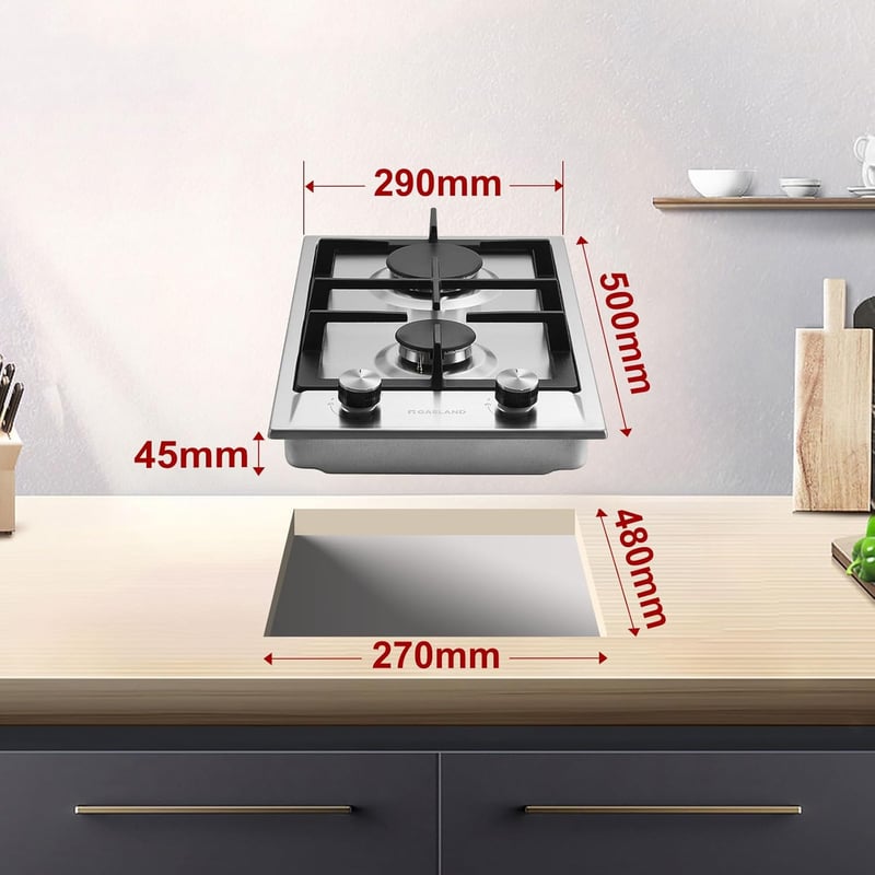 GASLAND GH30SF Beépíthető Gázfőzőlap 2 égővel Rozsdamentes Acél 30cm