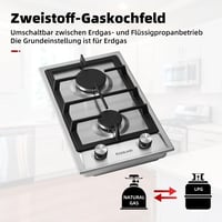 GASLAND GH30SF Beépíthető Gázfőzőlap 2 égővel Rozsdamentes Acél 30cm 4