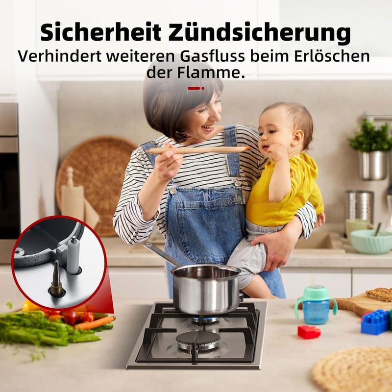 GASLAND GH30SF Beépíthető Gázfőzőlap 2 égővel Rozsdamentes Acél 30cm