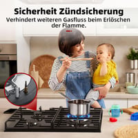 GASLAND GH603BF Gázfőzőlap Wok Égővel, 3 Égős Beépíthető Gáztűzhely, 60 cm Fekete Üveg, 6200W LPG/Földgáz 3