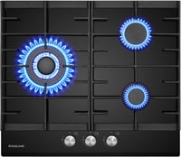 GASLAND GH603BF Gázfőzőlap Wok Égővel, 3 Égős Beépíthető Gáztűzhely, 60 cm Fekete Üveg, 6200W LPG/Földgáz 1