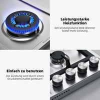 GASLAND GH60SF Beépíthető Gázfőzőlap - Rozsdamentes Acél, 4 Égőfejes, 8000W, Lángkioltás Védelemmel, PB/Földgáz Kompatibilis 5