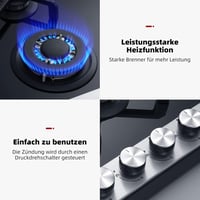 GASLAND GH6604BG1FC Beépíthető Gázfőzőlap 4 Égővel, Wok Égővel, 60 cm Fekete Edzett Üveg, 8000W, LPG/Földgáz Kompatibilis, Gyermekzárral 5