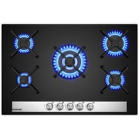 GASLAND GH6805BG1FC ugradbena plinska ploča s 5 plamenika i wok plamenikom - crna - 76 cm 1