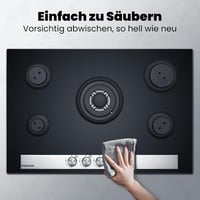 GASLAND GH6805BG1FC 5 égős beépíthető gázfőzőlap wok égővel, 76 cm fekete üveg, 10400W 8