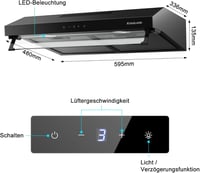 GASLAND UC60BS 60 cm Páraelszívó Dupla Motor Recirkulációs Fekete Fém 333 m³/h 4