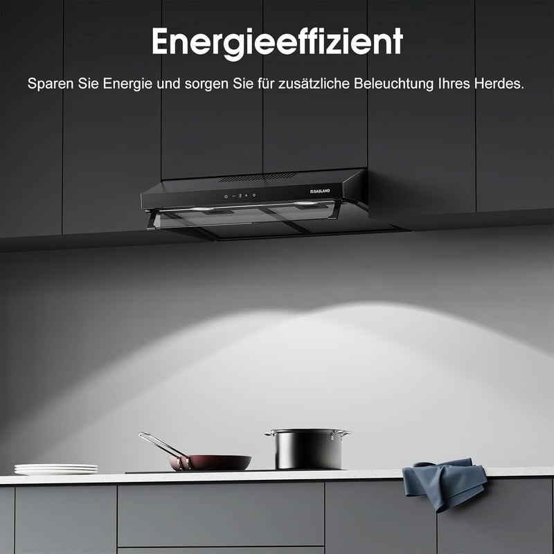 GASLAND UC60BS 60 cm Páraelszívó Dupla Motor Recirkulációs Fekete Fém 333 m³/h