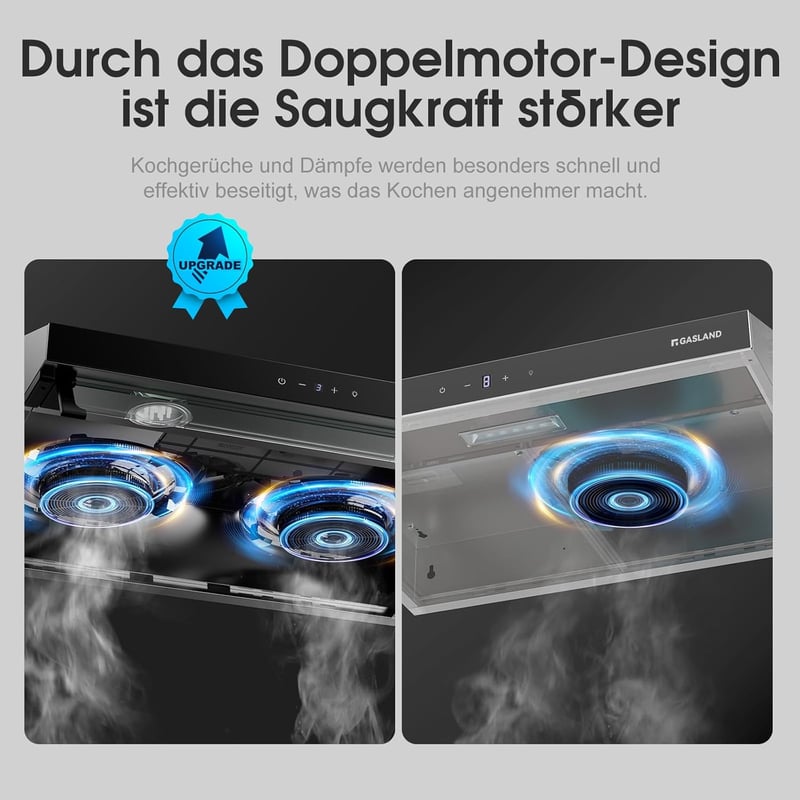 GASLAND UC60BS 60 cm Páraelszívó Dupla Motor Recirkulációs Fekete Fém 333 m³/h