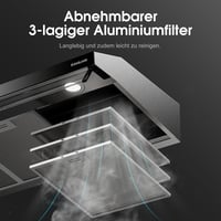 GASLAND UC90SS Páraelszívó 90cm - Rozsdamentes Acél, Dupla Motoros, 361m³/h, 3 Fokozatú Érintésvezérlés, Fali vagy Pult Alá Szerelhető, LED  4