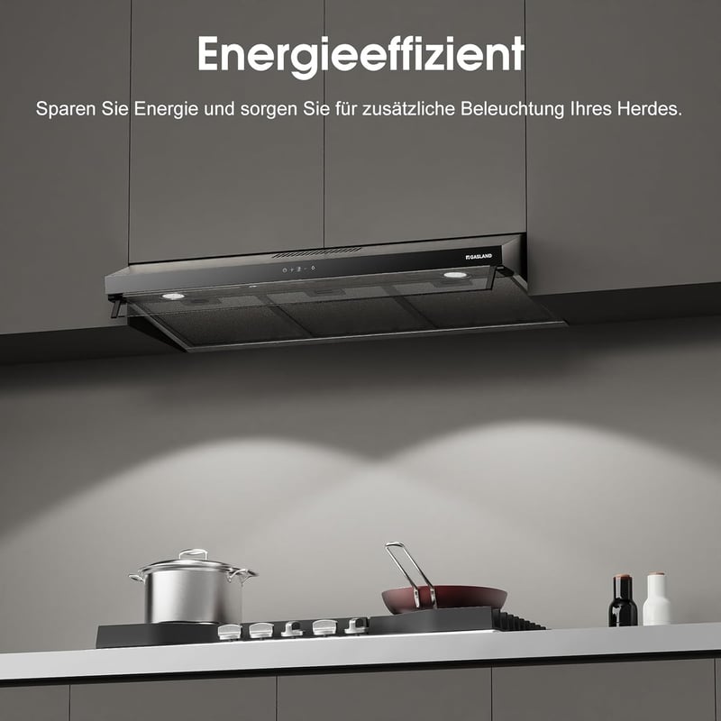 GASLAND UC90SS Páraelszívó 90cm - Rozsdamentes Acél, Dupla Motoros, 361m³/h, 3 Fokozatú Érintésvezérlés, Fali vagy Pult Alá Szerelhető, LED 