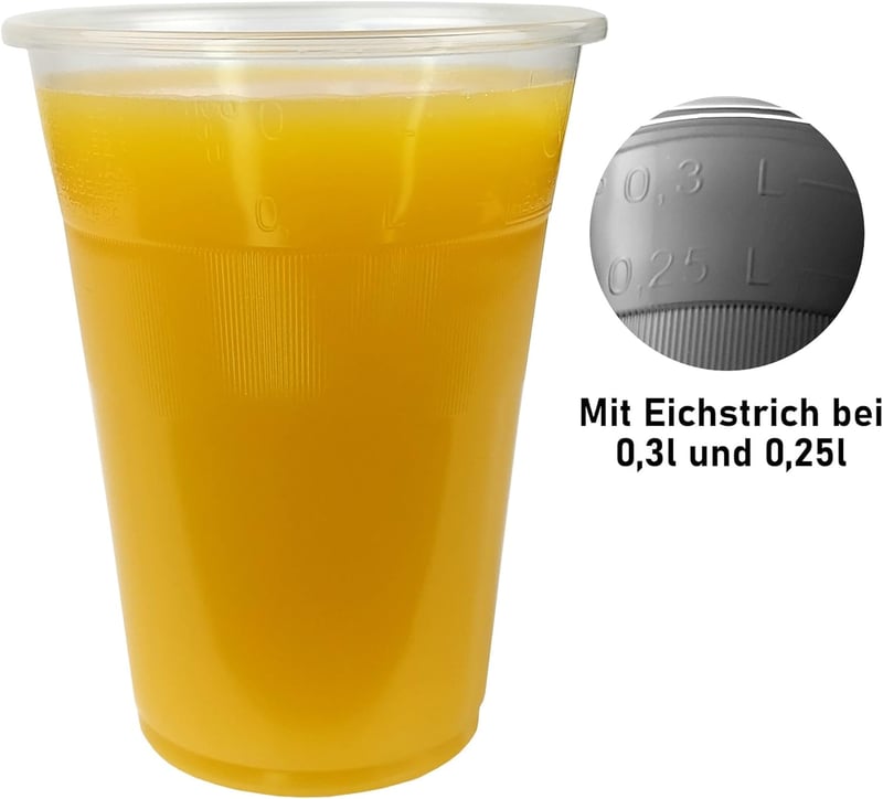 Gastro-Bedarf-Gutheil 50 db Műanyag Pohár 0,3 L Átlátszó Söröző Pohár Töltési Vonallal