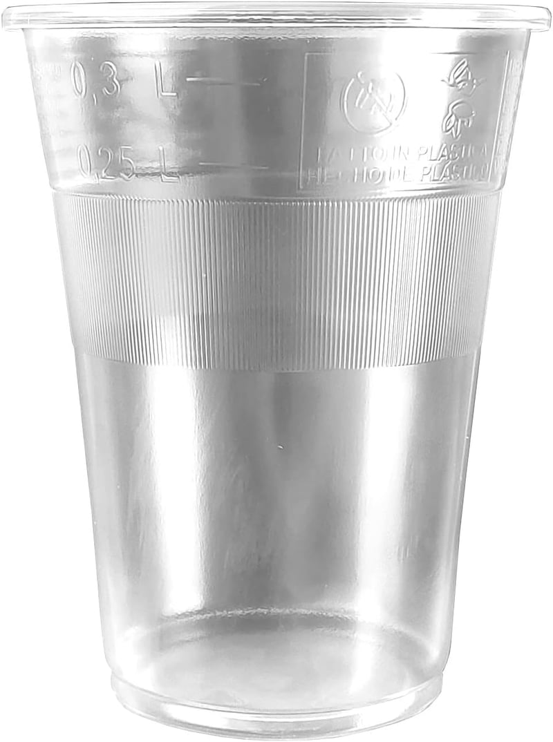 Gastro-Bedarf-Gutheil 50 db Műanyag Pohár 0,3 L Átlátszó Söröző Pohár Töltési Vonallal