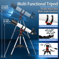 Gaterda 90mm Refraktoros Csillagászati Távcső Kezdőknek - 700mm Fókusz, AZ Állvány, Telefonos Adapter, Hordtáska, 28-210x Nagyítás 5