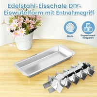 Gatphy nerezová forma na ľad s 18 priehradkami a páčkou pre ľahké uvoľnenie, štvorcová forma na ľad DIY, strieborná, 28,5x12x3 cm 7