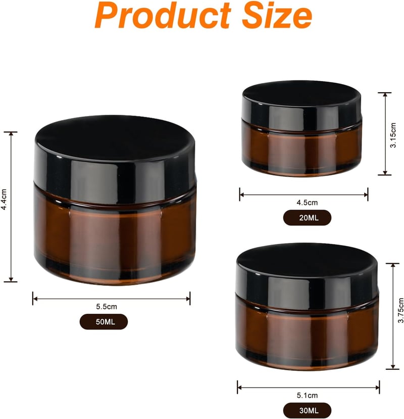 GAUATO 50ml Barna Üvegtégely Szett 6db Kozmetikai Krémes Tárolóedény Tetővel