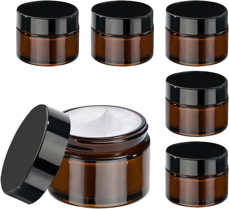 GAUATO 50ml Barna Üvegtégely Szett 6db Kozmetikai Krémes Tárolóedény Tetővel