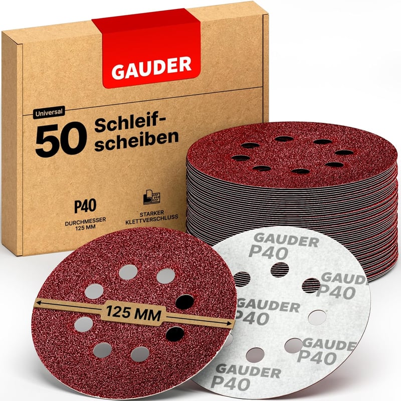 GAUDER 125mm Tépőzáras Csiszolókorong P40 50db Excenter Csiszolóhoz