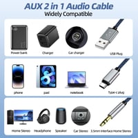 Gbformat USB-C 3.5mm Jack Aux Kábel 1.2m 2in1 Töltés és Hanglejátszás 3