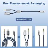 Gbformat USB-C 3.5mm Jack Aux Kábel 1.2m 2in1 Töltés és Hanglejátszás 7