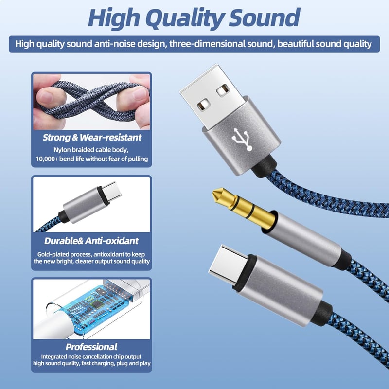 Gbformat USB-C 3.5mm Jack Aux Kábel 1.2m 2in1 Töltés és Hanglejátszás