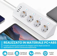 GBKDQQ sarokkonnektor 4 aljzat + 2 USB + 2 USB-C, kapcsolóval, túlfeszültségvédő, 2 m kábel - fehér 5