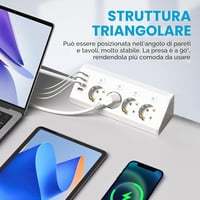GBKDQQ sarokkonnektor 4 aljzat + 2 USB + 2 USB-C, kapcsolóval, túlfeszültségvédő, 2 m kábel - fehér 3