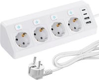 GBKDQQ sarokkonnektor 4 aljzat + 2 USB + 2 USB-C, kapcsolóval, túlfeszültségvédő, 2 m kábel - fehér 1