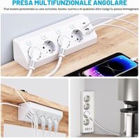 GBKDQQ sarokkonnektor 4 aljzat + 2 USB + 2 USB-C, kapcsolóval, túlfeszültségvédő, 2 m kábel - fehér 6