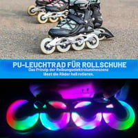 GBKDQQ Kolieska na inline korčule 72 mm, 8 ks, LED kolieska s ložiskami, pre dospelých a deti, odolné voči opotrebovaniu, tiché, strieborné, priehľadné 4