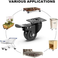 GBL 4db 50mm Fekete Bútorgörgő Fékkel Forgó Nehézteherbírású Szállítógörgő 50kg Teherbírás Bútor Kerekek 5