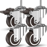 GBL Bútor Görgő Kerék Szett 4db Fékkel - M10 50mm 200kg Teherbírás - Csendes Gumírozott Forgókerék Bútorokhoz Ezüst 1