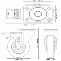 GBL Erős Fékes Forgó Görgő 100mm 600kg Piros Gumi Bútor Kocsi Asztal 4